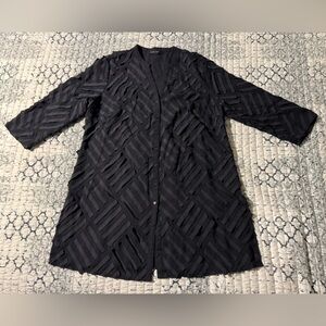 Alfani Large Black Buttoned Textured Duster Jacket